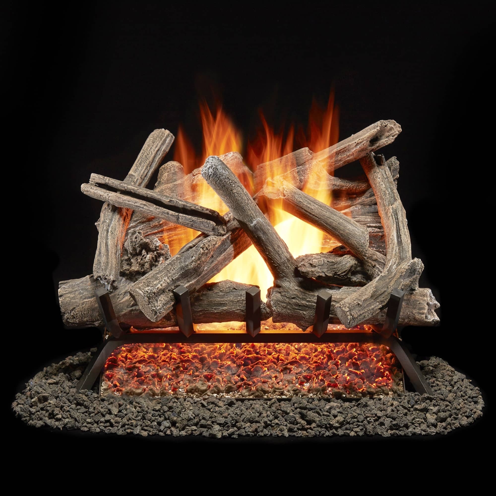 Bluegrass Living, Vented NG Gas Fireplace Log Set With Remote Contr, Heat Output 45000 Btu/hour, Heating Capability 1500 ft², Model# BVL24-1-RO